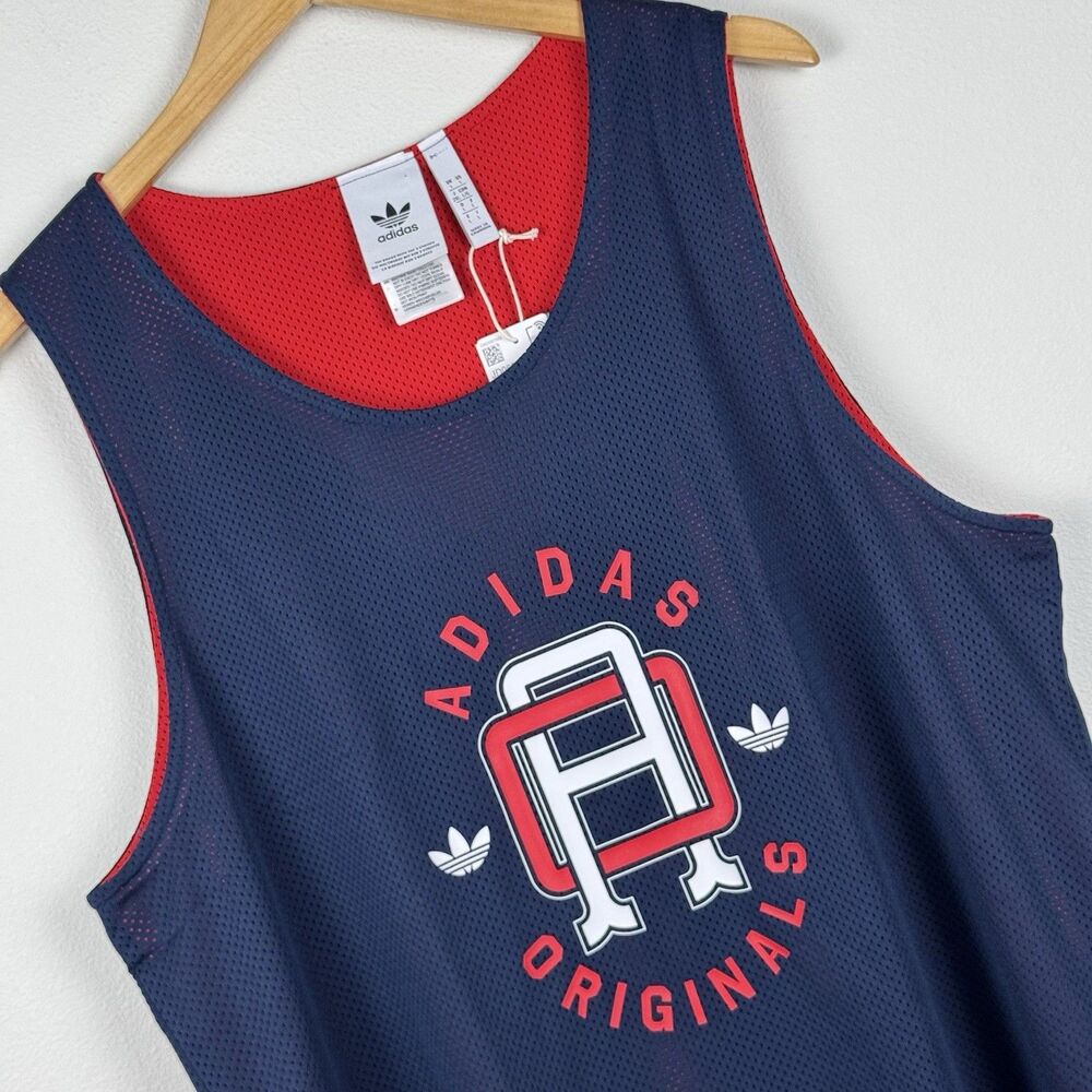 Adidas Men's Varsity Tank Top Mesh Basketball Jersey Blue Size Large NEW JD0690